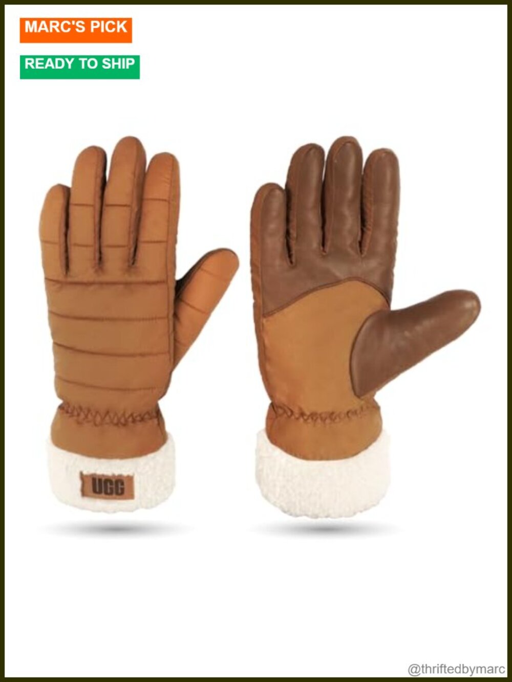 UGG Water-Resistant Quilted Nylon Faux Fur Lined Winter Gloves